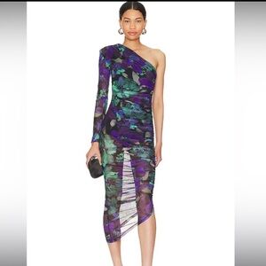 Price firm NWT MISHA - RAMONA WATERCOLOR MESH MIDI DRESS